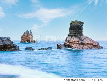 Seascape in Portizuelo beach, Asturias, Spain. 114103769