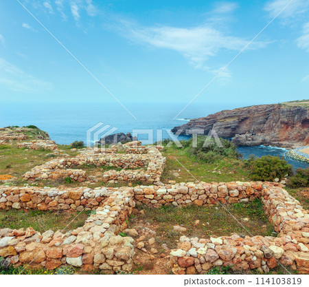 Summer Atlantic rocky coast (Algarve, Portugal). Summer Atlantic rocky coast (Algarve, Portugal). 114103819
