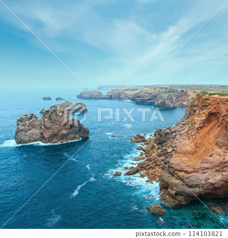 Summer Atlantic rocky coast (Algarve, Portugal). Summer Atlantic rocky coast (Algarve, Portugal). 114103821