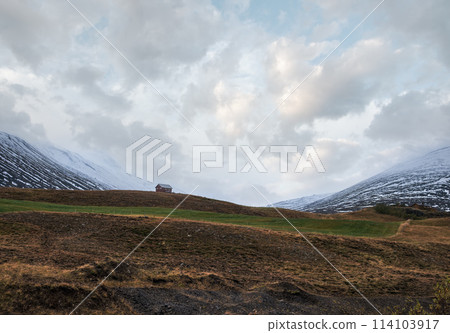 Beautiful mountain view during auto trip in Iceland. Spectacular Icelandic landscape with scenic nature Beautiful mountain view during auto trip in Iceland. Spectacular Icelandic landscape with scenic nature 114103917