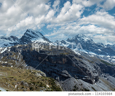 Summer mountain view from Stelvio pass (Italy) Summer mountain view from Stelvio pass (Italy) 114103984