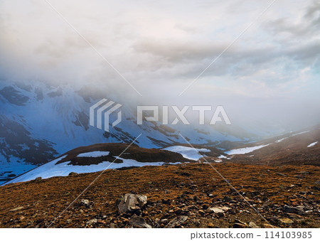 Evening misty mountain view (Timmelsjoch, Austria ) 114103985