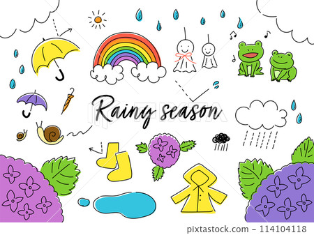 Hand-drawn simple rainy season illustration 114104118