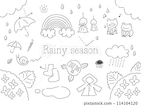 手繪簡單的雨季插畫 114104120