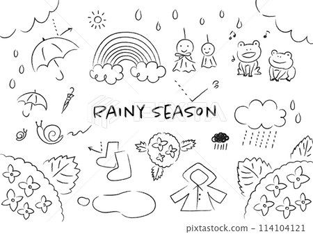 手繪簡單的雨季插畫 114104121
