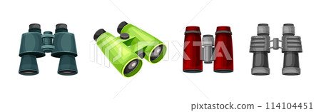 Binoculars as Optical Instrument for Viewing Distant Object Vector Set Binoculars as Optical Instrument for Viewing Distant Object Vector Set 114104451