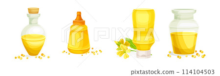 Mustard Yellow Spice and Condiment Vector Set Mustard Yellow Spice and Condiment Vector Set 114104503