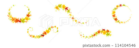 Autumn Leaf and Foliage Nature Curled Element Vector Set 114104546