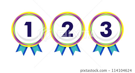Winner Gold, Silver, Bronze. 1st 2nd 3rd medal first place second third Placement Achievement award winner badge guarantee winning prize ribbon symbol sign icon logo template Winner Gold, Silver, Bronze. 1st 2nd 3rd medal first place second third Placement Achievement award winner badge guarantee winning prize ribbon symbol sign icon logo template 114104624