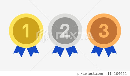 Winner Gold, Silver, Bronze. 1st 2nd 3rd medal first place second third Placement Achievement award winner badge guarantee winning prize ribbon symbol sign icon logo template  114104631
