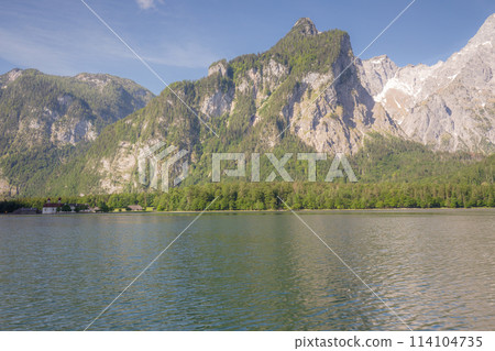 Sankt Bartholoma vor dem Watzmann on Konigsee lake in Berchtesgaden Alps Germany 114104735
