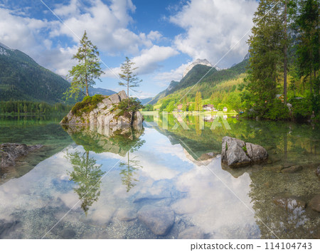 View of Hintersee lake in Berchtesgaden National Park Bavarian Alps, Germany 114104743