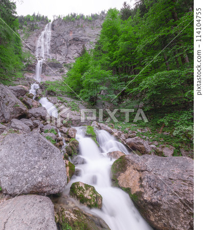 Rothbach Waterfall near Konigssee lake in Berchtesgaden National Park, Germany 114104755