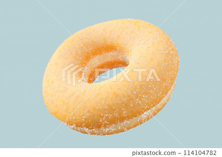Chocolate glazed donut with sugar on a grey background 114104782