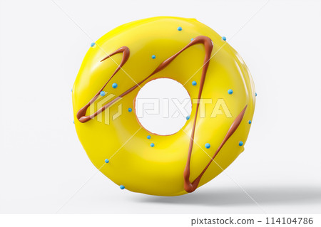 Chocolate glazed donut with sprinkles on a white background 114104786