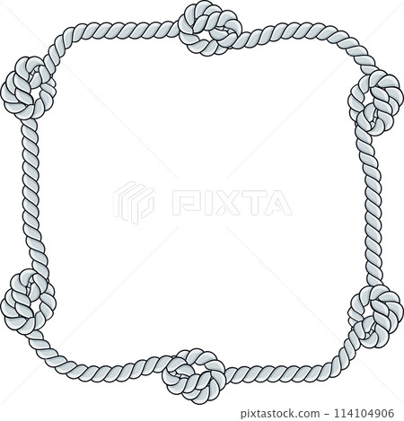 Square rope frame isolated on white background. Twisted cord. 114104906