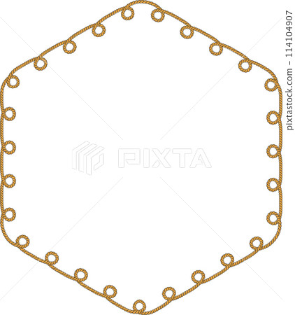 Hexagonal rope frame isolated on white background. Twisted cord. Hexagonal rope frame isolated on white background. Twisted cord. 114104907