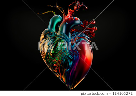 The picture with an anatomical heart with a splash, color art 114105271