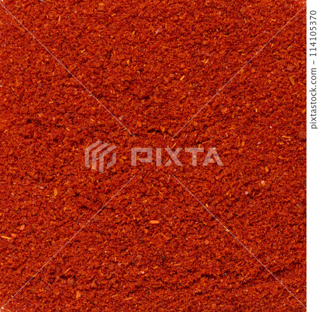 Texture of smoked ground red paprika, full frame Texture of smoked ground red paprika, full frame 114105370