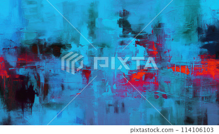 Abstract oil painting, neon red, pink, blue brush strokes background, wallpaper, paint texture, art 114106103