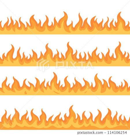 Continuous Flames in Various Intensities on White Background Continuous Flames in Various Intensities on White Background 114106254