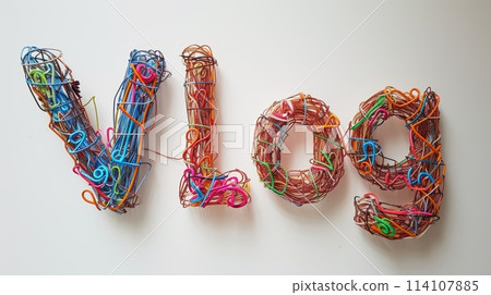 The word Vlog created in Wire Lettering. 114107885