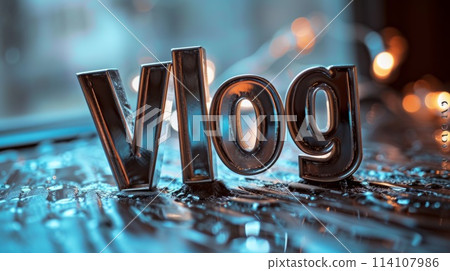 Silver Vlog concept creative art poster. 114107986