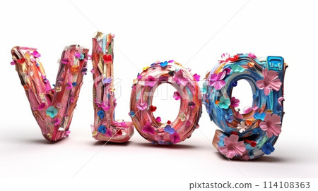 The word Vlog created in Mixed Media Sculpture. 114108363