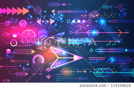 geometric shapes set different figures and arrows collection financial technology fintech concept horizontal 114108628