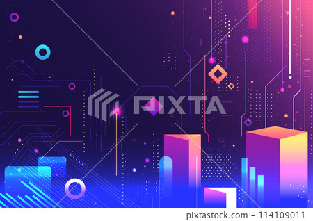 geometric shapes set different figures and arrows collection financial technology fintech concept 114109011