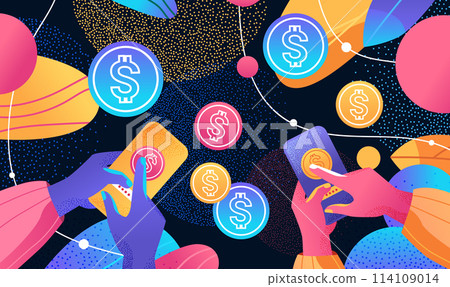 human hands using mobile app with dollar coins financial banking wealth transformation technology fintech business investment human hands using mobile app with dollar coins financial banking wealth transformation technology fintech business investment 114109014