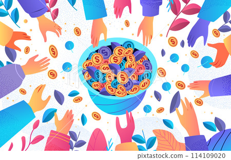 human hands putting dollar coins financial banking wealth transformation technology fintech business investment 114109020