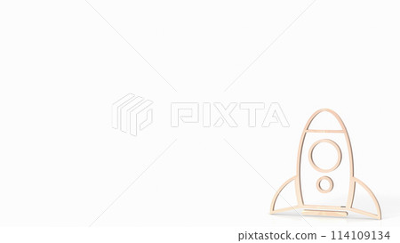The wood rocket  for startup or technology concept 3d rendering. 114109134