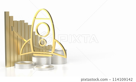 The gold rocket for startup or Business concept 3d rendering. 114109142