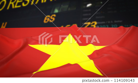 The Vietnam flag on chart background for Business concept 3d rendering. 114109143