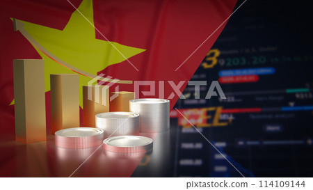 The Vietnam flag on chart background for Business concept 3d rendering. 114109144