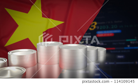 The Vietnam flag on chart background for Business concept 3d rendering. 114109145