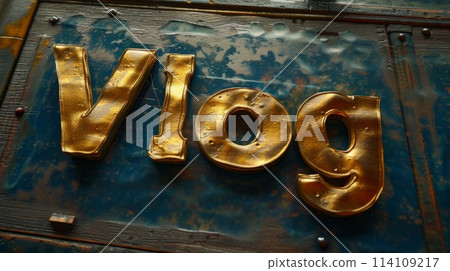 Bronze Vlog concept creative art poster. Bronze Vlog concept creative art poster. 114109217