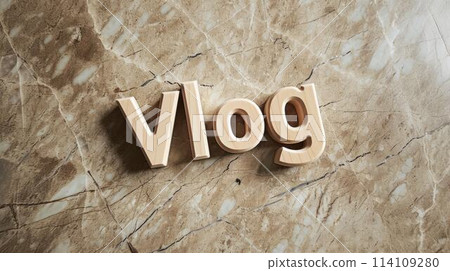 Beige Marble Vlog concept creative art poster. 114109280