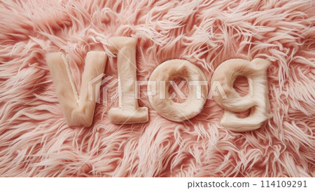Beige Fur Vlog concept creative art poster. Beige Fur Vlog concept creative art poster. 114109291