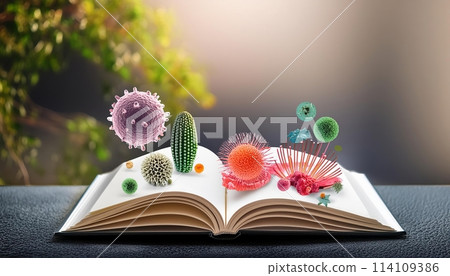 Open Book With Fake Germs. Generative AI 114109386