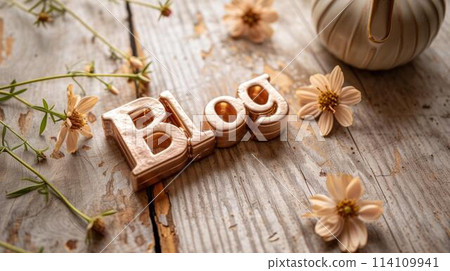 Rose Gold Blog concept creative art poster. 114109941