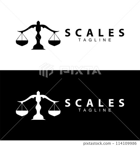 Simple legal scale logo justice court simple black silhouette template vector design 114109986
