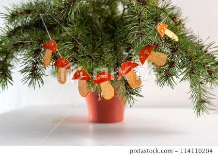 christmas decoration handmade from tangerine peel, new year concept 114110204