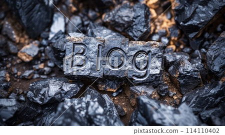 Obsidian Stone Blog concept creative art poster. 114110402