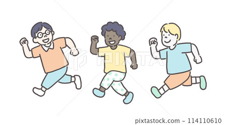 Illustration of running children 114110610