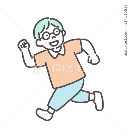 Illustration of a running child 114110612