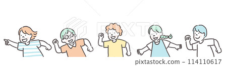 Illustration of running children Illustration of running children 114110617