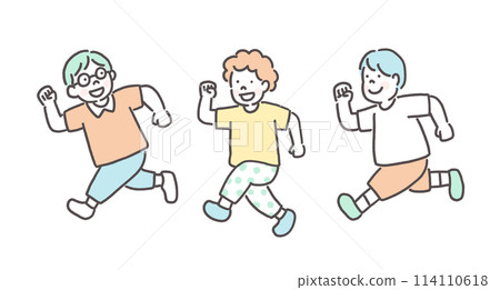 Illustration of running children Illustration of running children 114110618