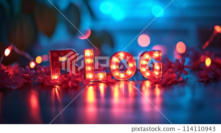 LED Blog concept creative art poster. LED Blog concept creative art poster. 114110943